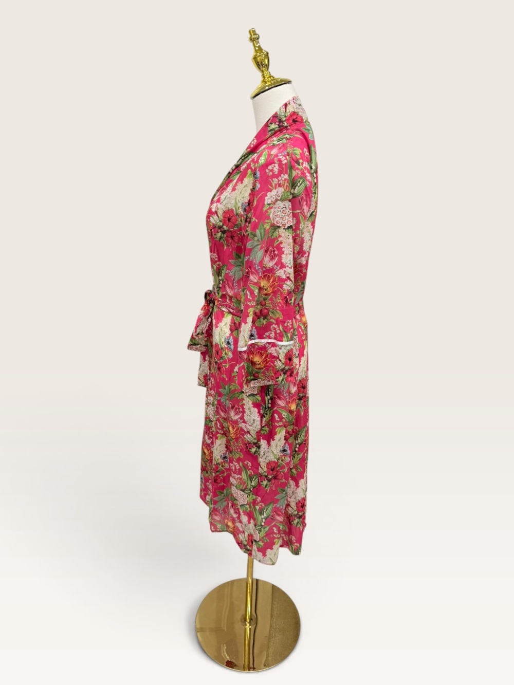 Papinelle Small Clara Midi Robe 100% Cotton Geranium Pink Floral Print Nwt — image 6 of 8